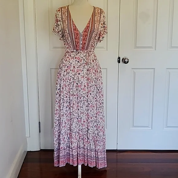 ARIA boho maxi dress Size L. Complete with pearl tie. Great condition - Picture 1 of 7